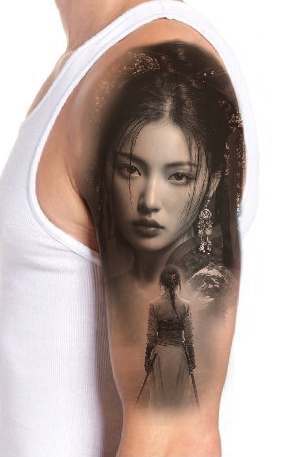 Flash tattoo geisha guerrera japonesa realismo — Jerónimo JP Tattoo Company