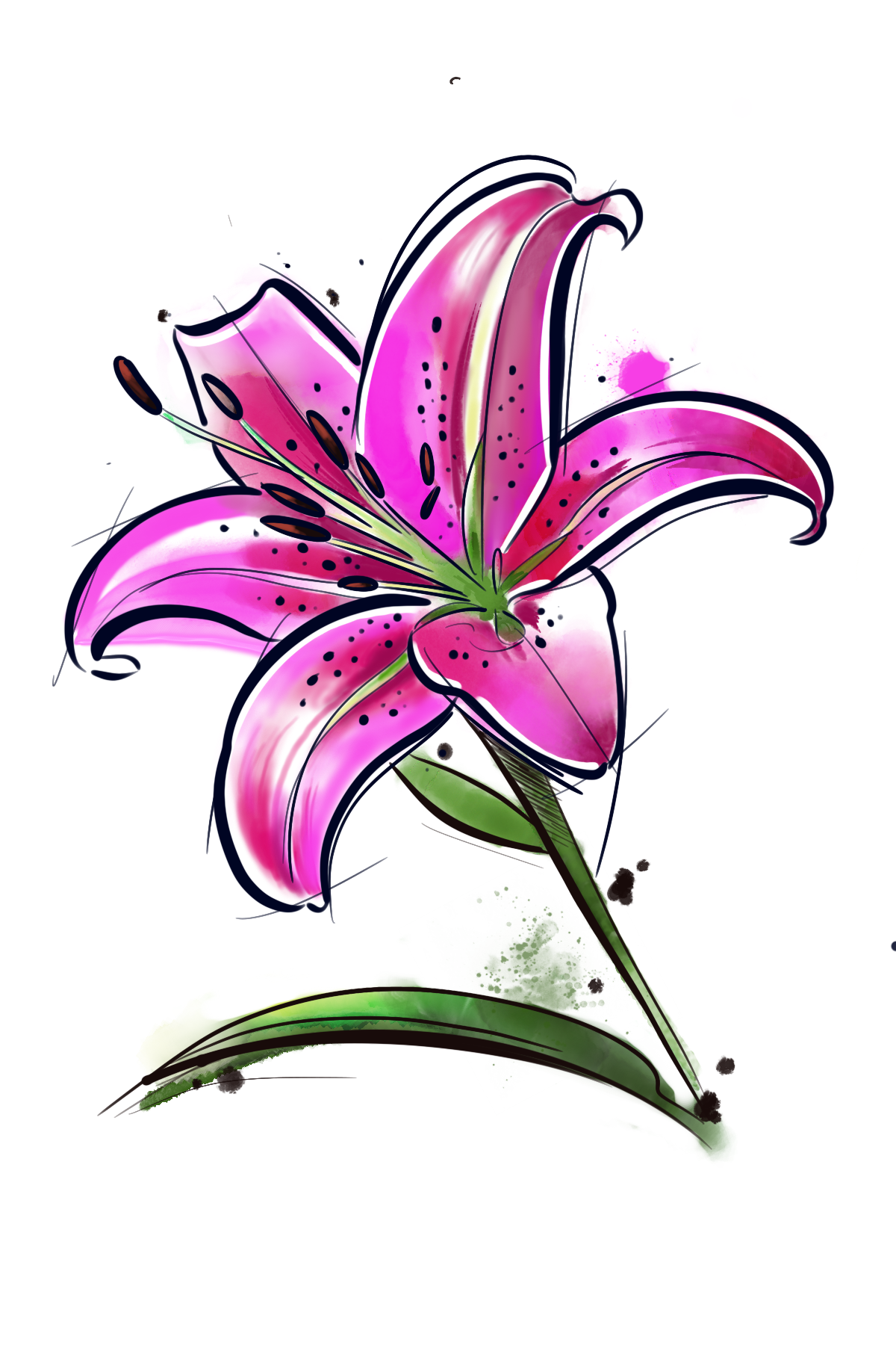 Flash tattoo lirio rosa watercolor — Paula JP Tattoo Company