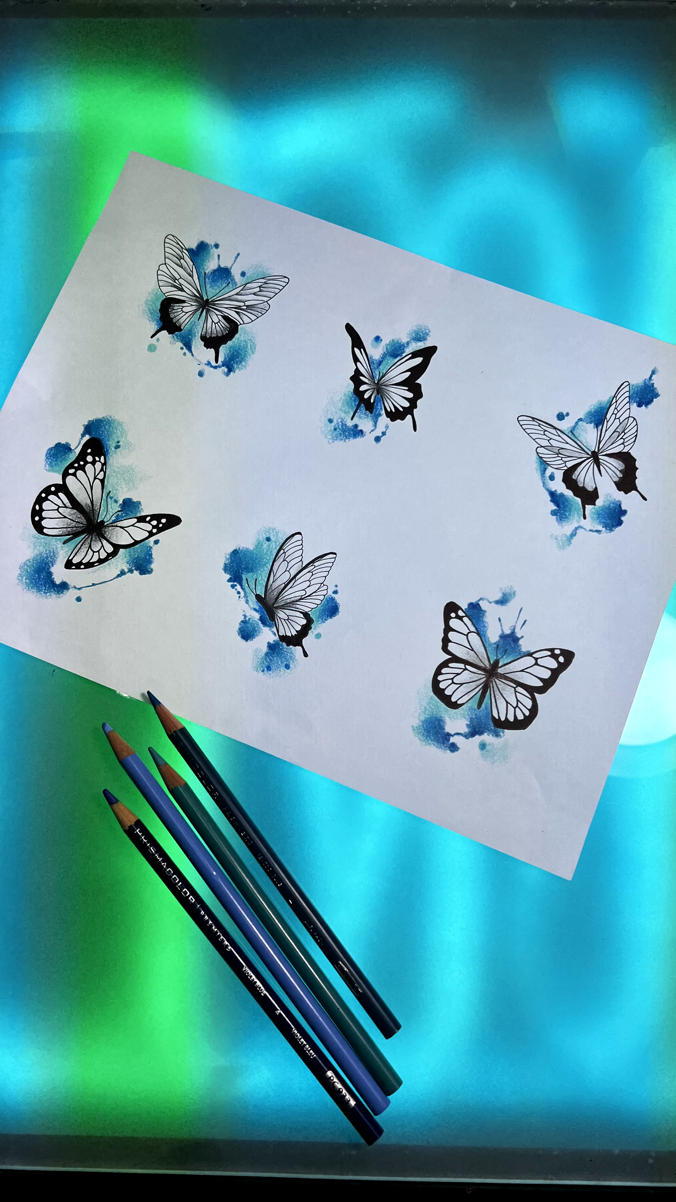 Flash tattoo mariposas azules watercolor — Paula JP Tattoo Company
