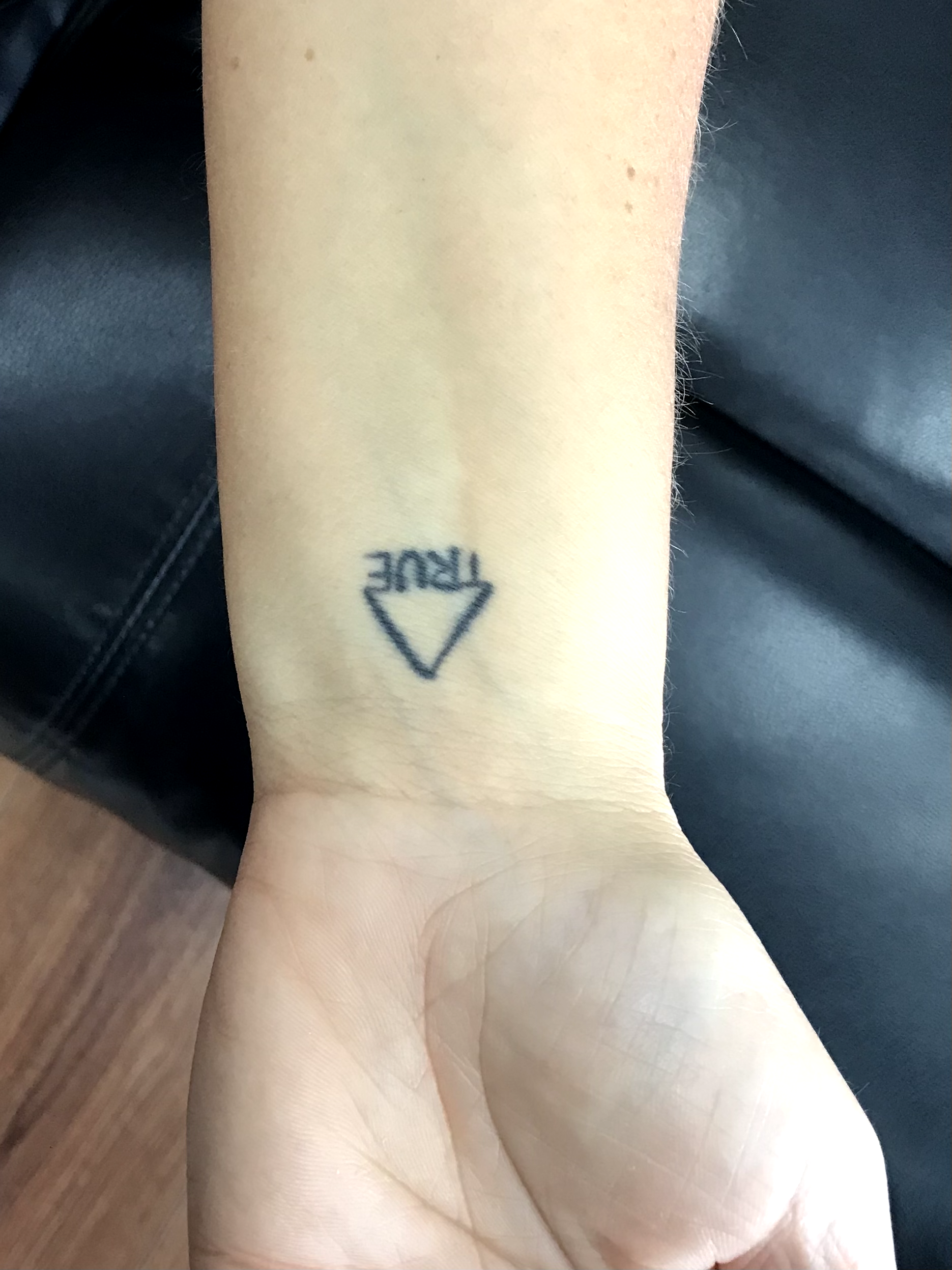 Cover-up antes: triángulo TRUE en la muñeca