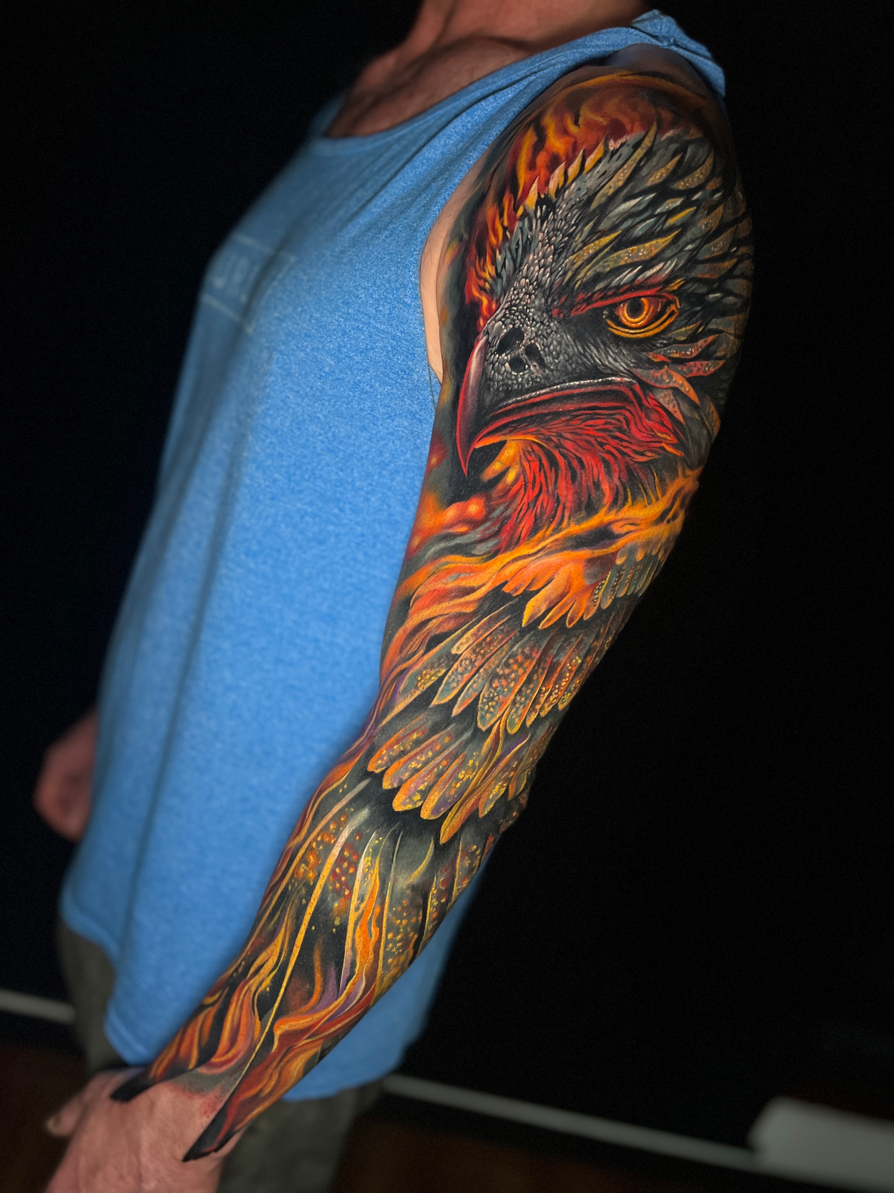 Cover-up después: águila fénix en manga completa