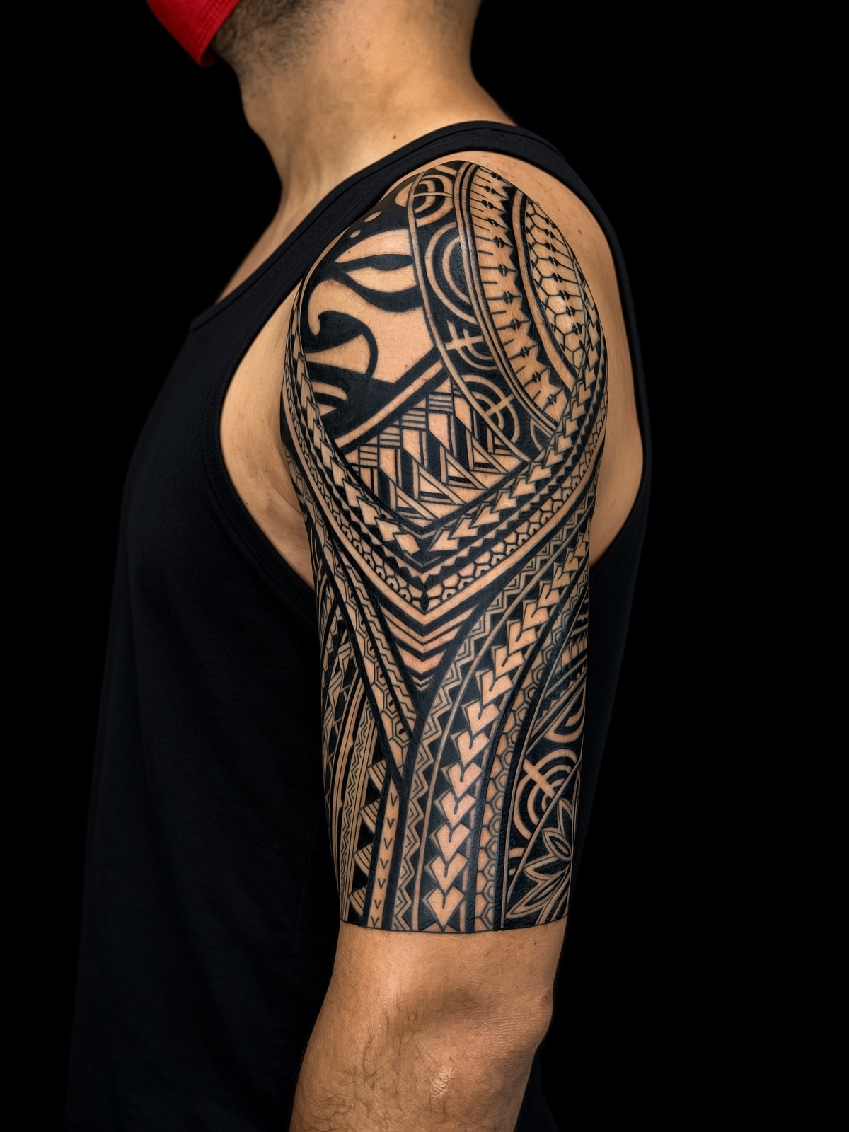Tatuaje polinesio de manga completa