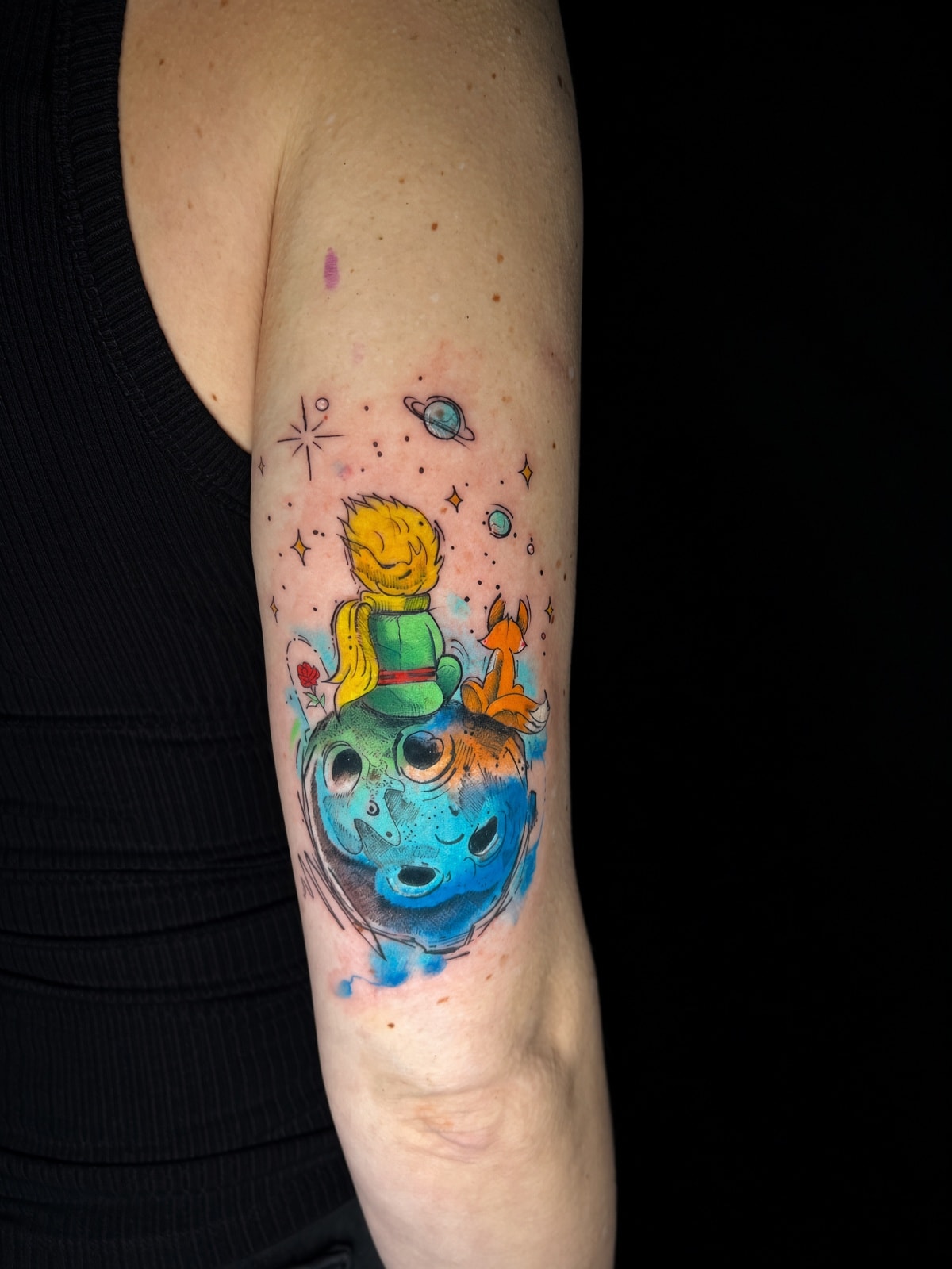 Tatuaje acuarela inspirado en El Principito