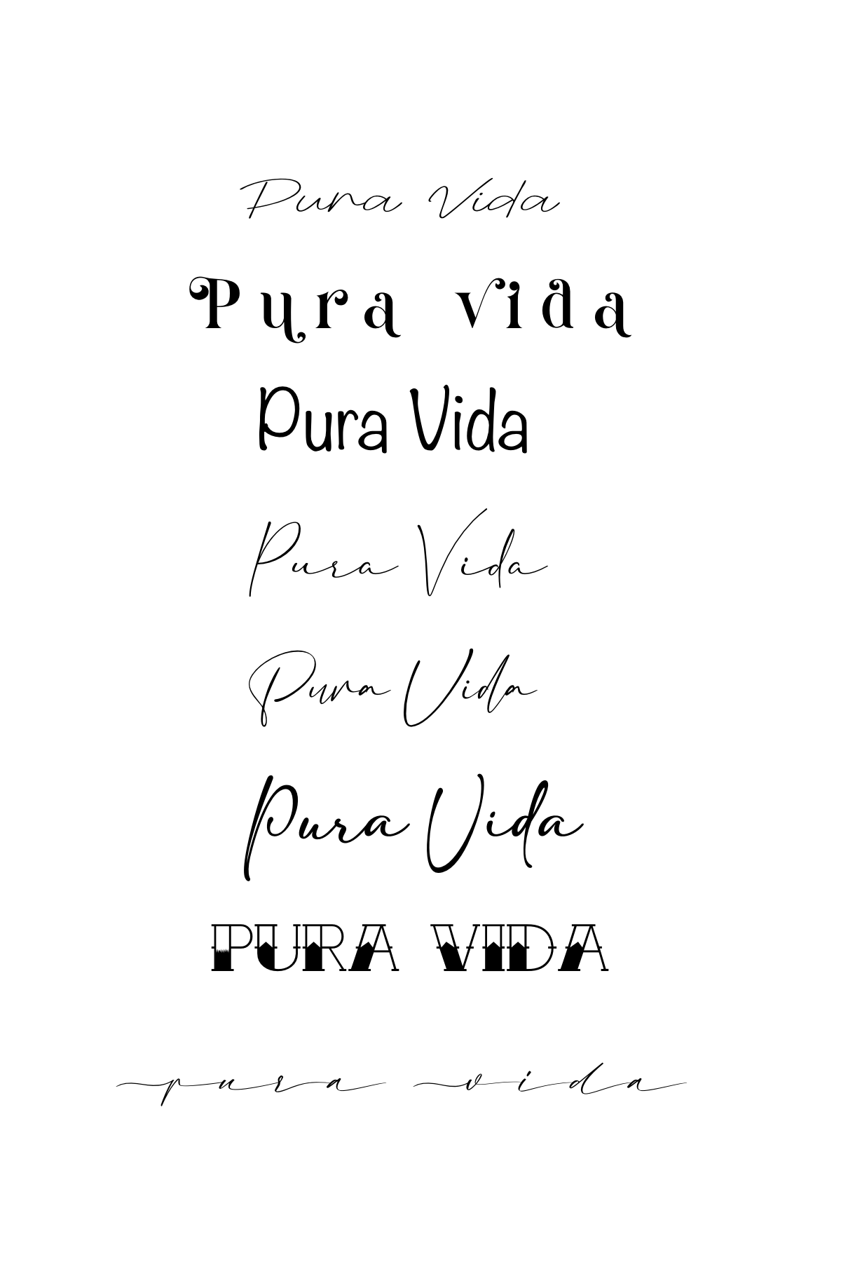 Flash tattoo tipografías Pura Vida lettering — JP Tattoo Company Costa Rica